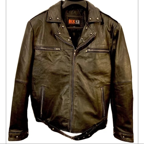 BIX 13 Fallout 3 Tunnel Snakes Black Leather Moto Jacket for cosplay - Picture 3 of 7